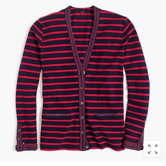 J. Crew Sweaters - J. Crew Metallic-trim Striped Cardigan